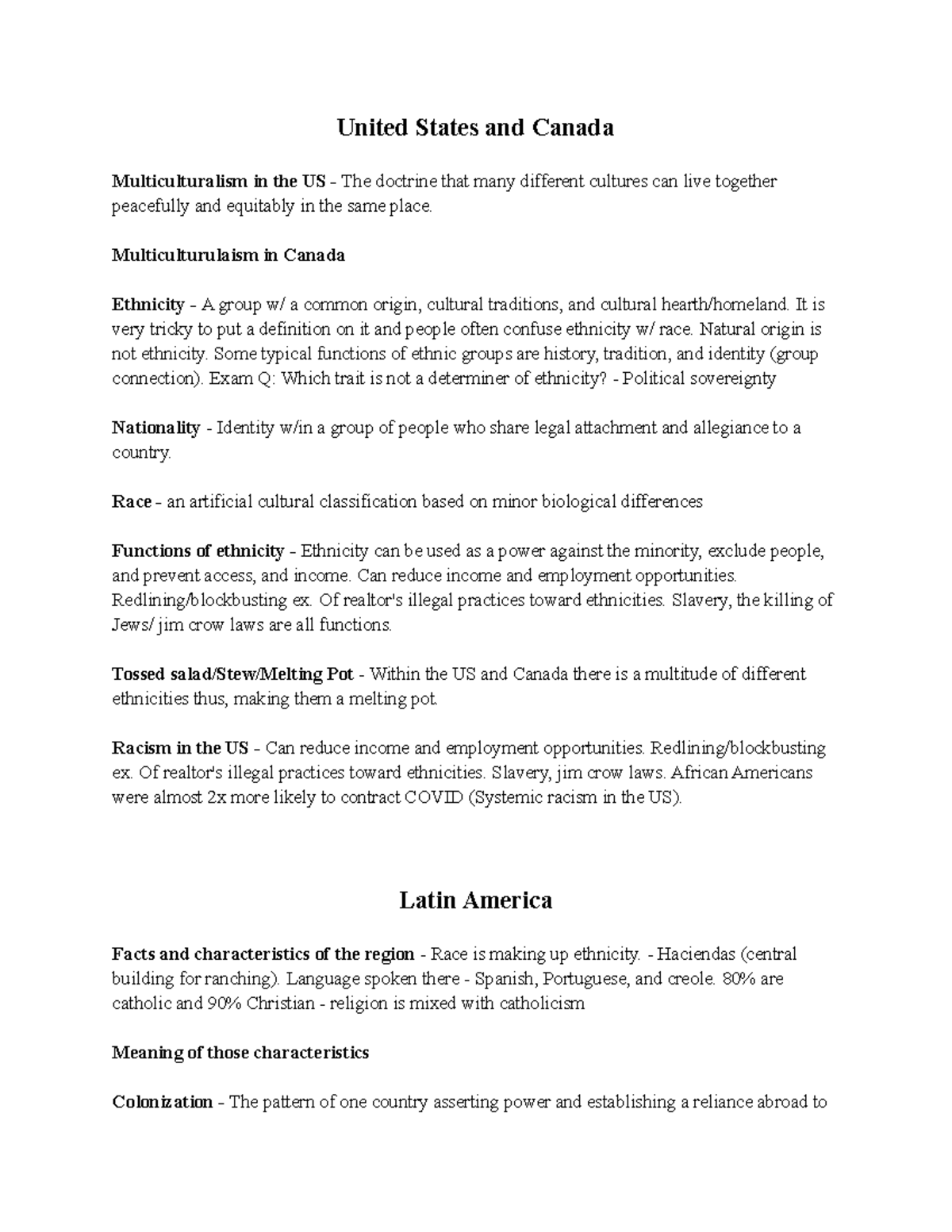 GEO 135 Exam 2 GEO 135 Exam 2 United States and Canada