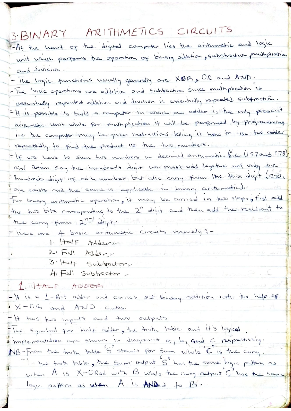 Electronics chapter 3 - 3. BINARY ARITHMETICS CIRCUITS At the heart of ...