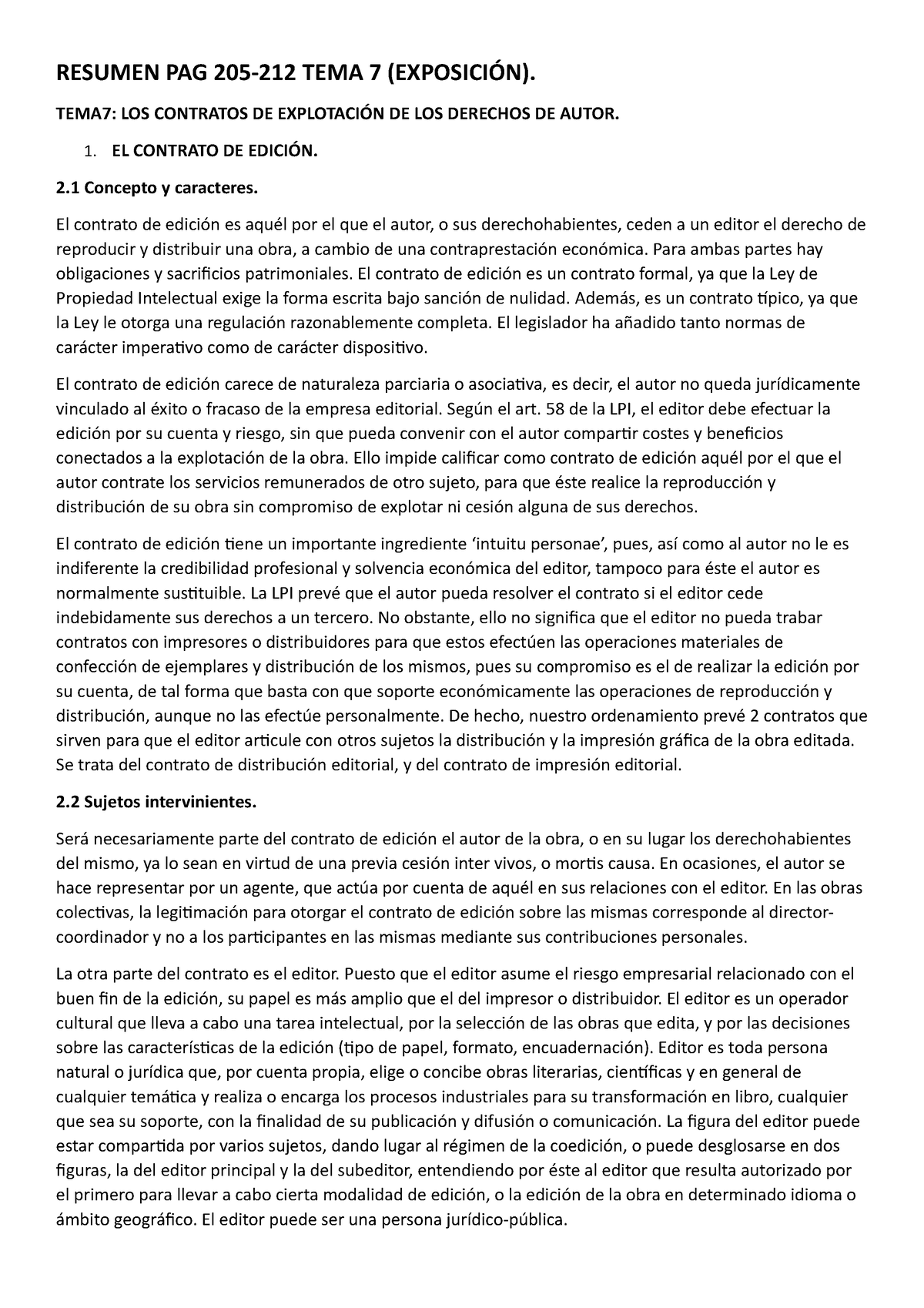 Tema 7 Resumen Apuntes Tema 7 Resumen Pag 205 212 Tema 7 ExposiciÓn Tema7 Los Contratos 8716