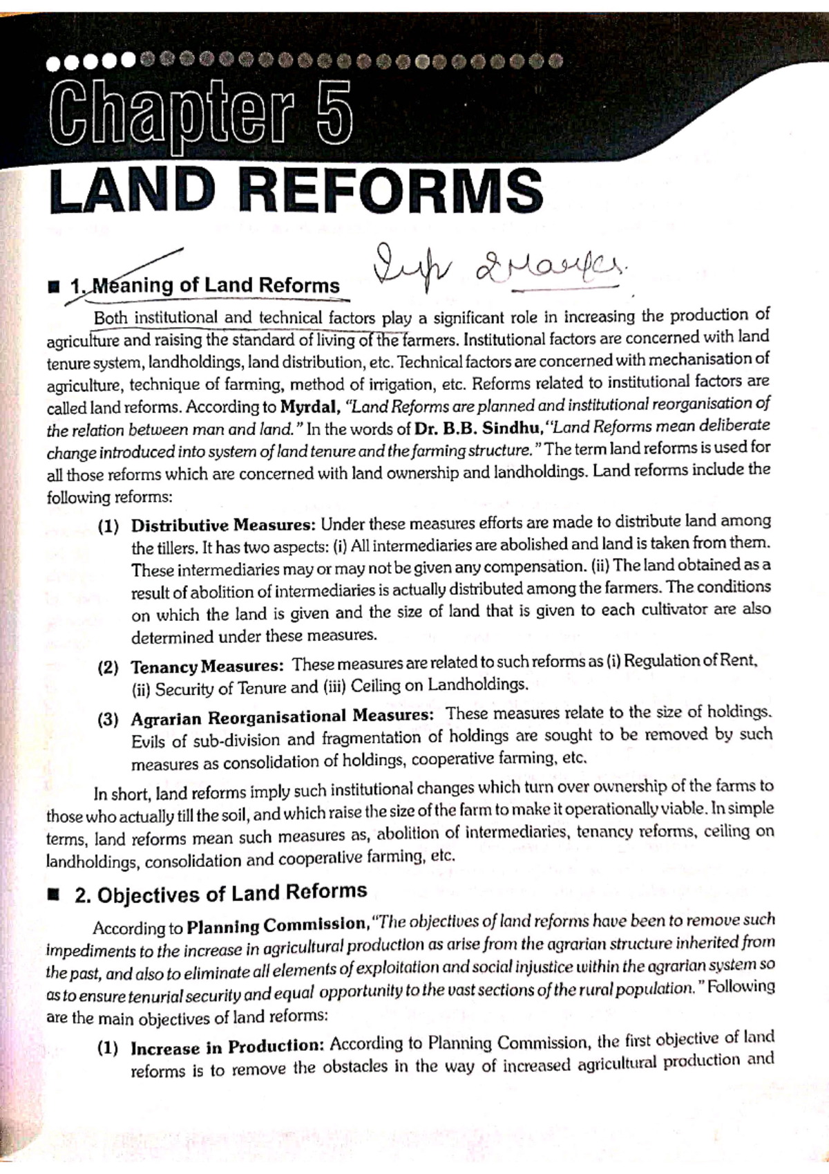 Land Reforms - I Want Notes Related To My Course. - BALLB Hons. - Studocu