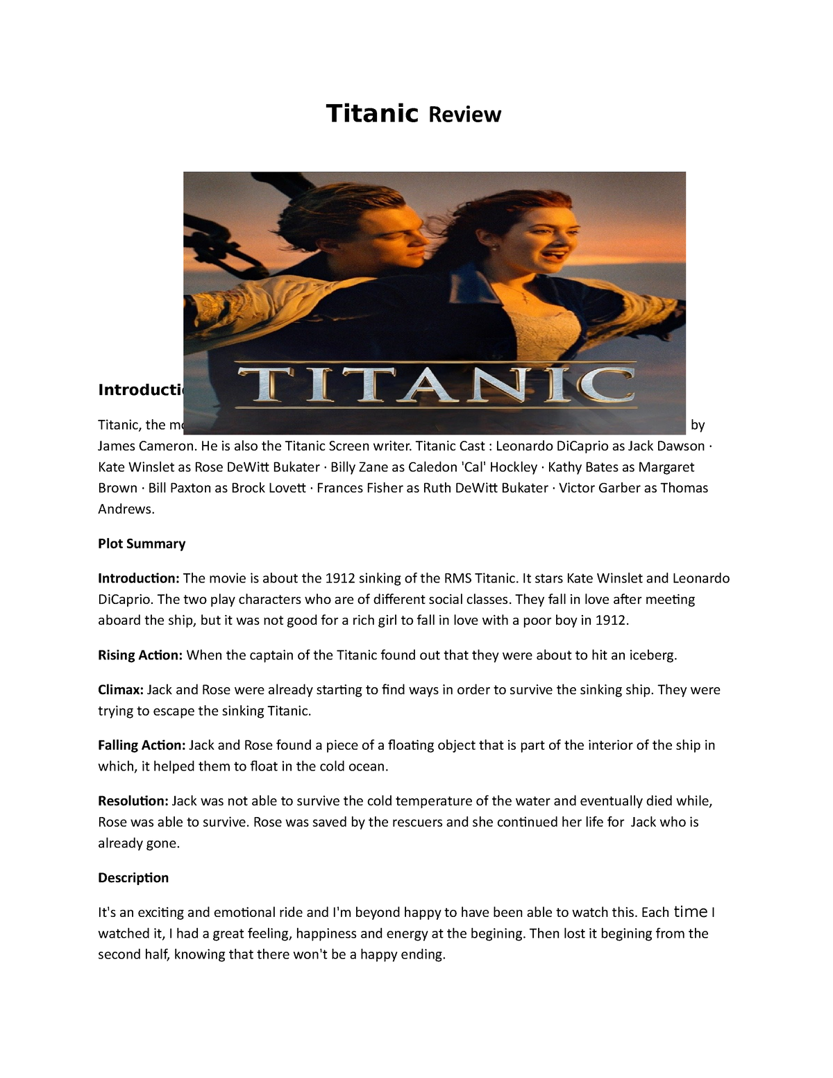 Titanic - hsha - Titanic Review Introduction Titanic, the movie was  released on December 19, 1997. - Studocu
