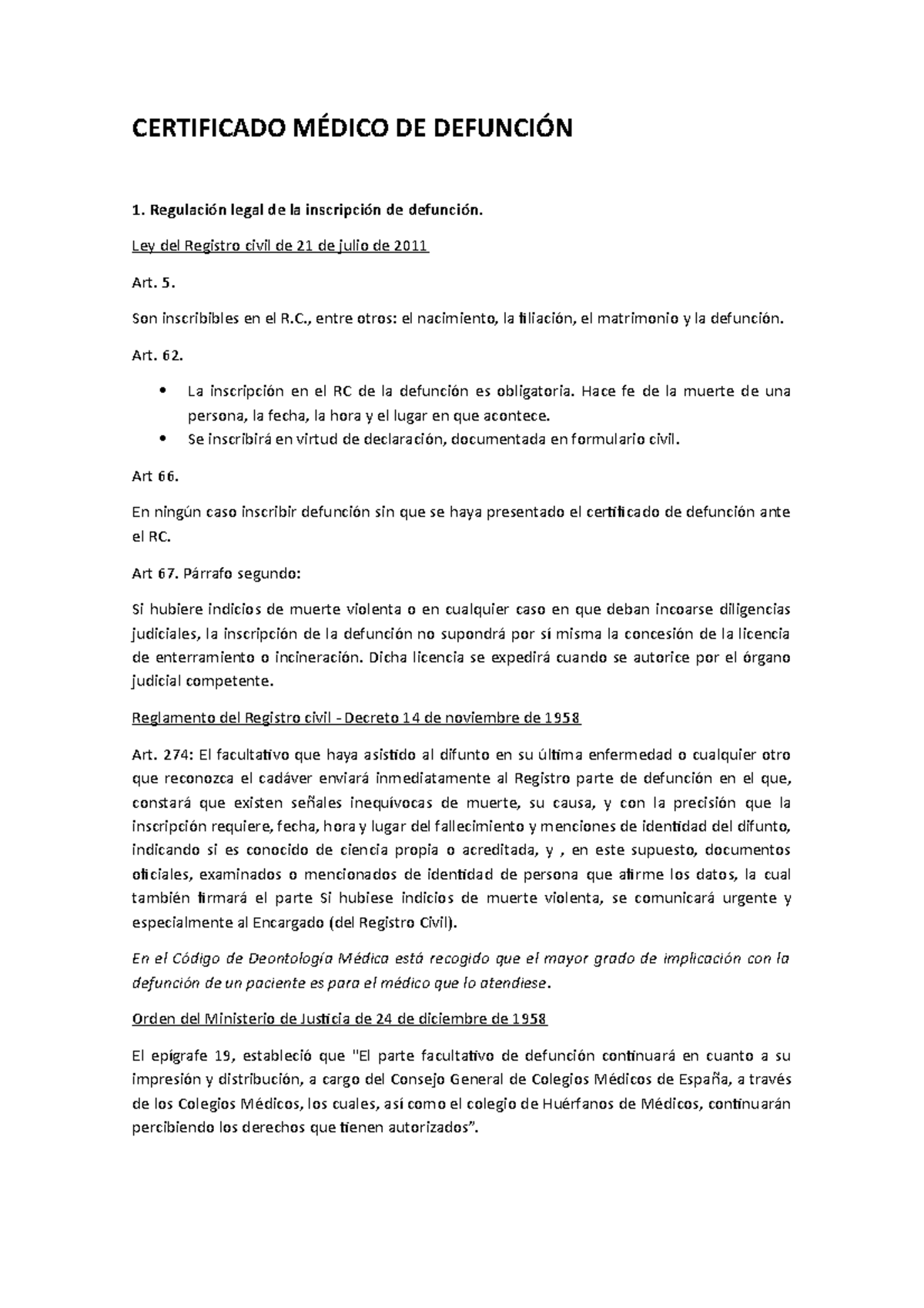 Certificado Médico DE Defunción CERTIFICADO MÉDICO DE DEFUNCIÓN