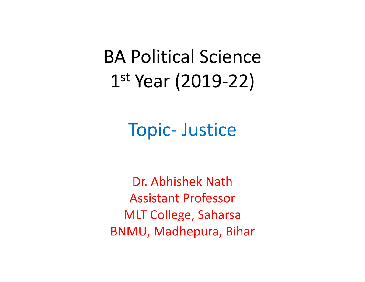 Justice And Its Dimensions For BA Pol - BA Political Science 1 St Year ...