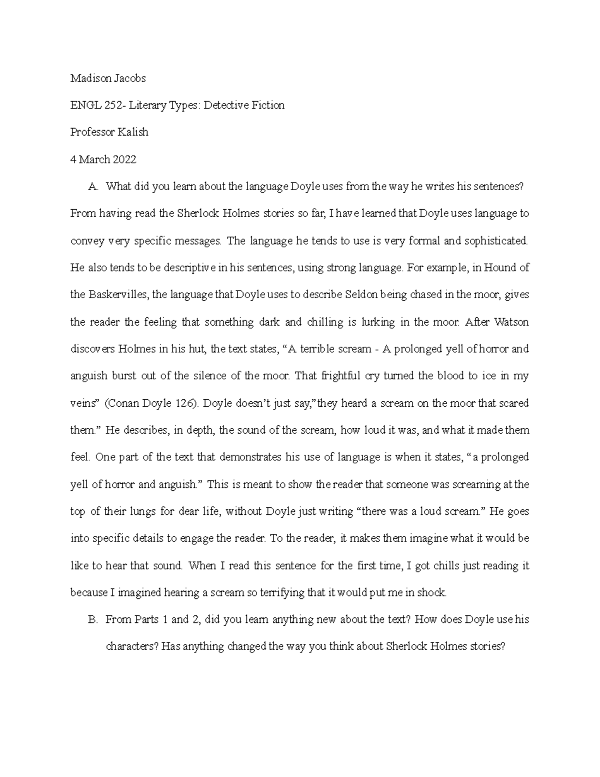 Creative Imitation Essay Part 3 - Madison Jacobs ENGL 252- Literary ...