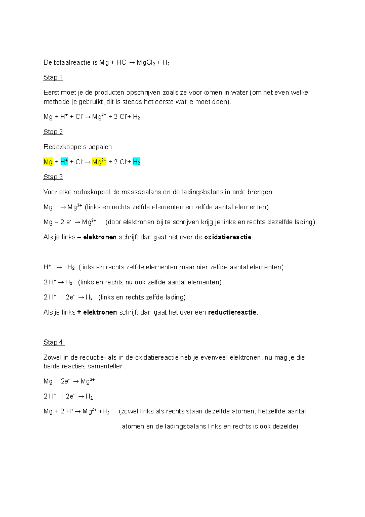 oefenmateriaal Redoxreacties algemene chemie praktijk - De ...