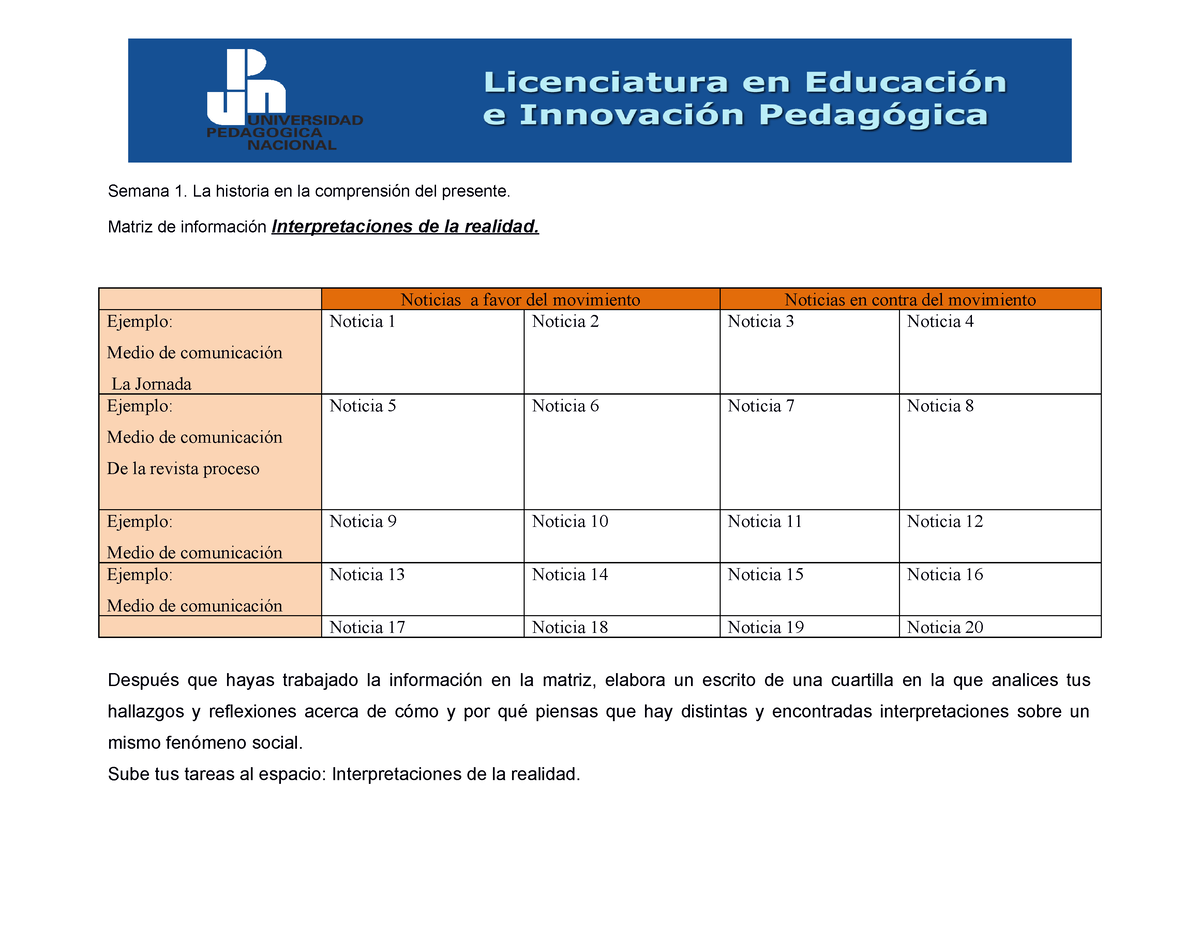 Interpretaciones De La Realidad - Semana 1. La Historia En La ...