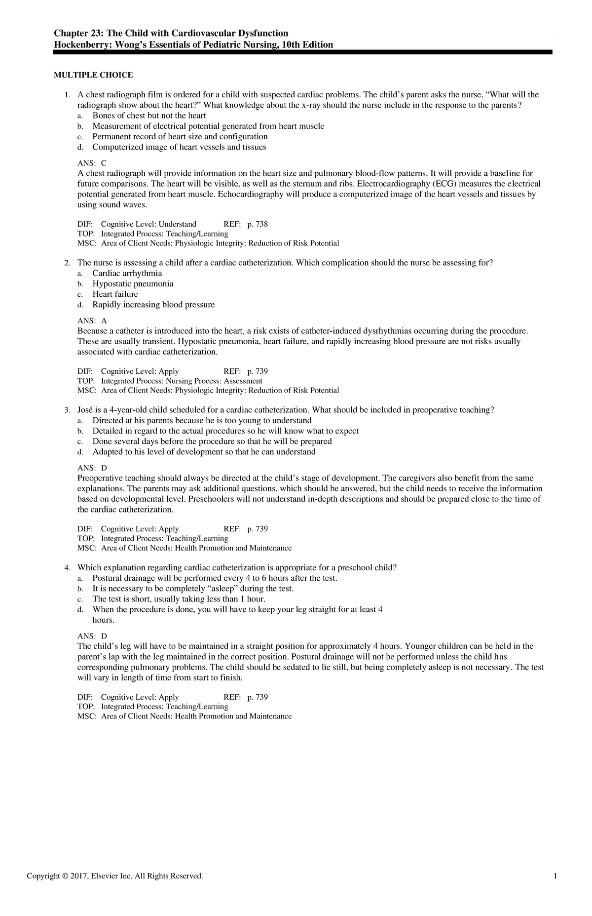 Exam View - Chapter 23 - Practice Questions With Rationales - Chapter 