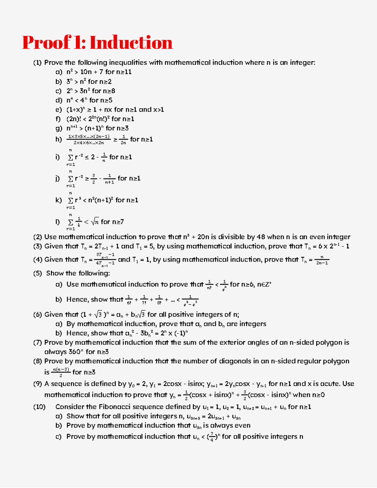 12MAX2 Proof HW 1 - Proof 1: Induction (1) Prove the following ...