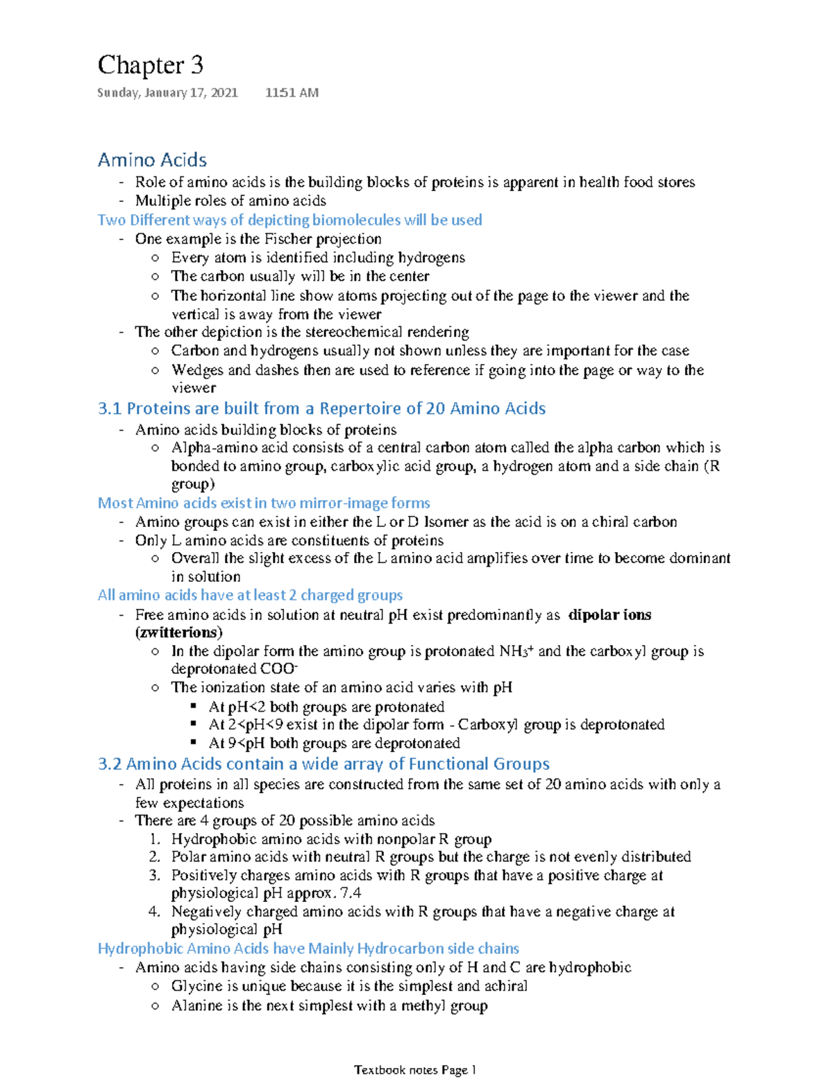 Chapter 3 Textbook Notes - BCMB 3100 - UGA - Studocu