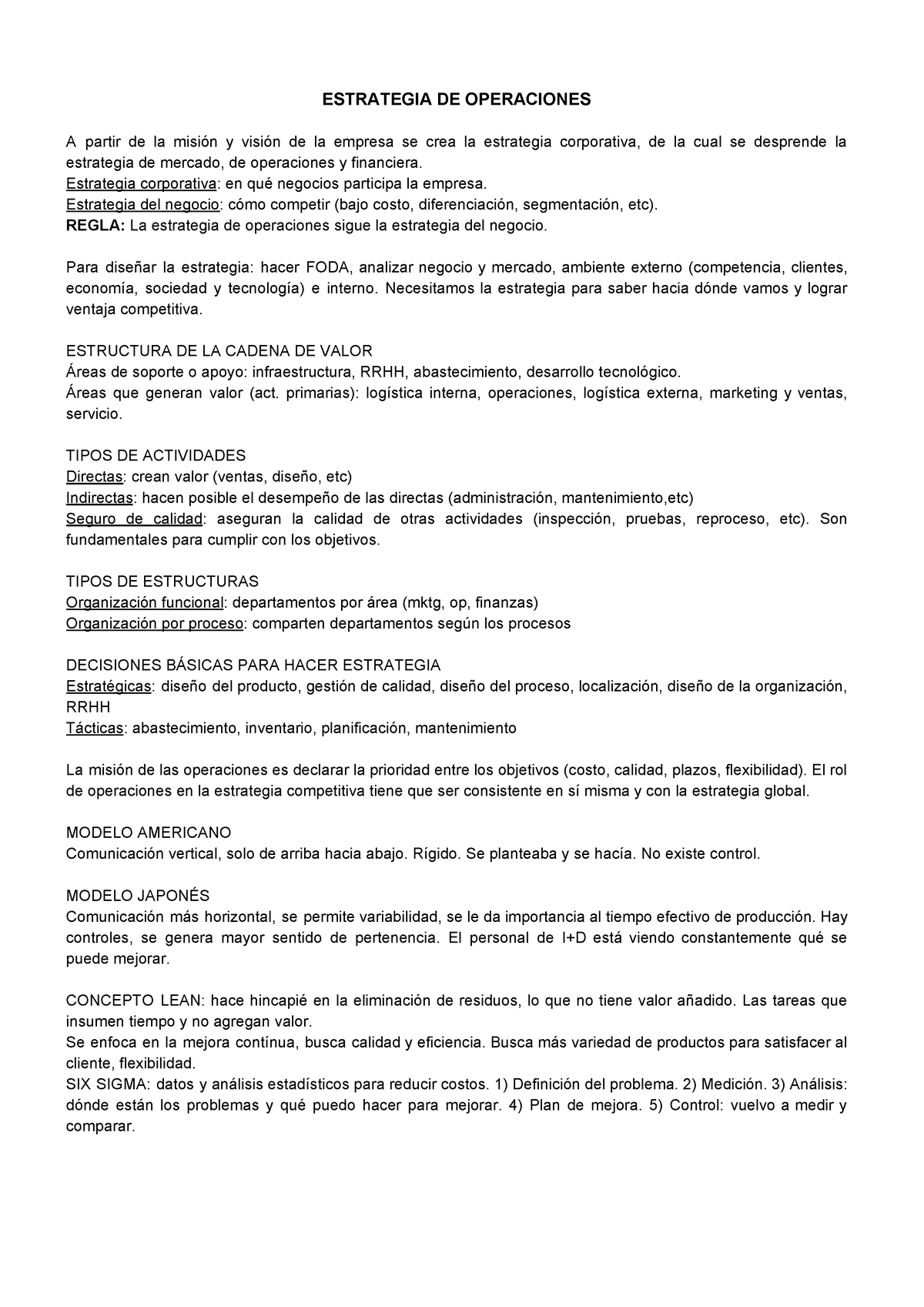 Estrategia de Operaciones - ESTRATEGIA DE OPERACIONES A partir de la misión  y visión de la empresa - Studocu