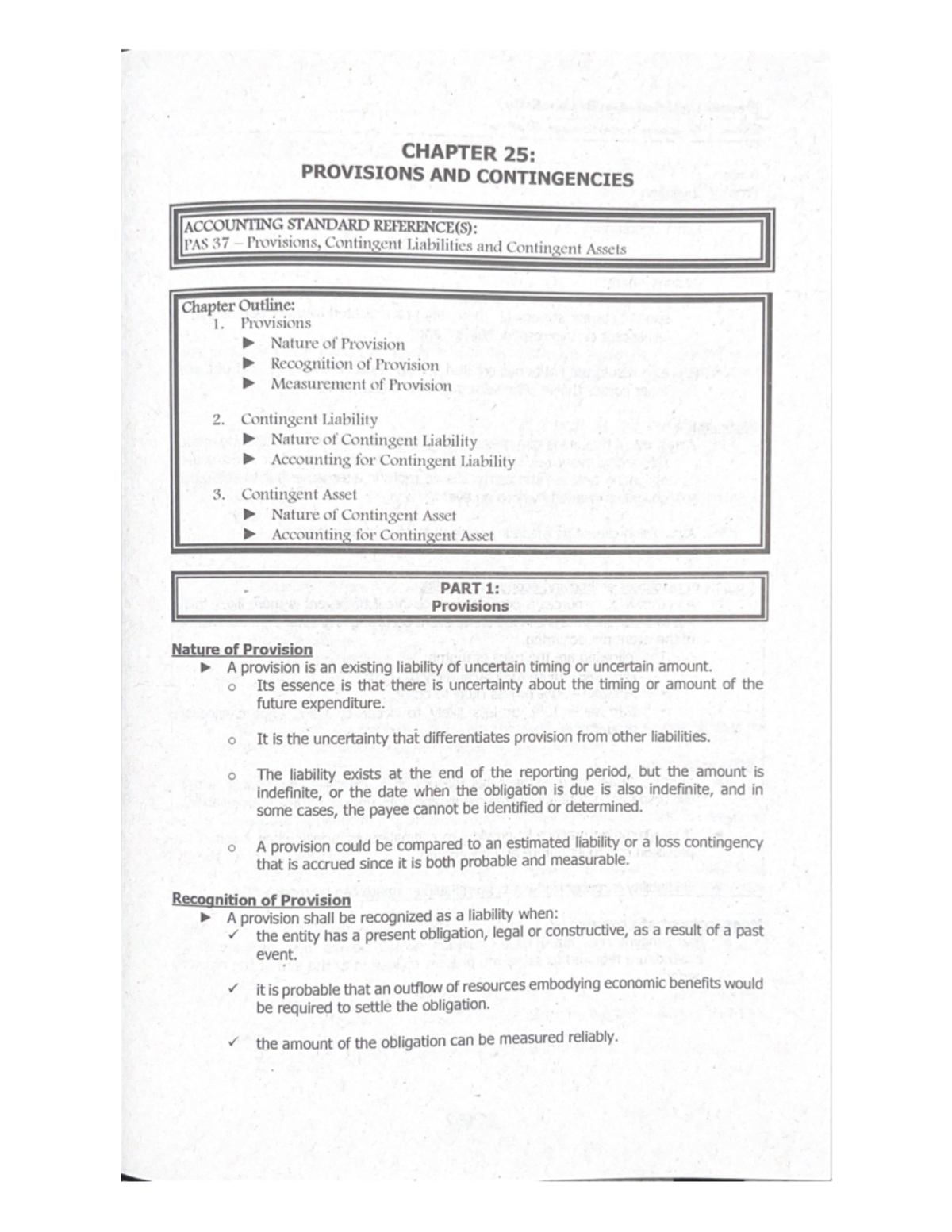 Provisions - Bachelor of Science in Accountancy - Studocu