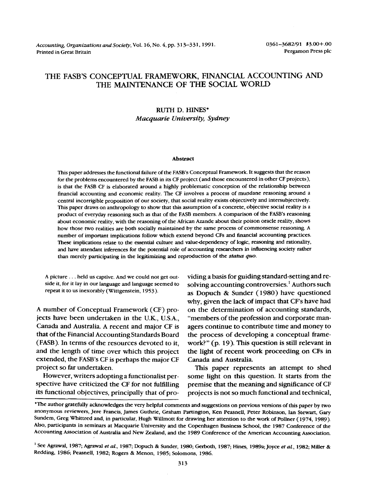 The FASB's Conceptual Framework, Financial Accounting and the ...