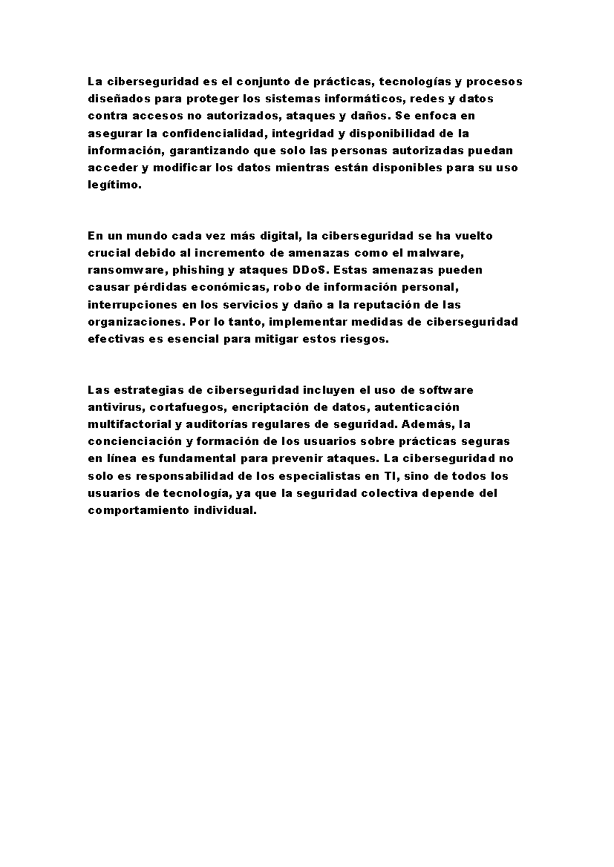 Ciberseguridad Tarea La Ciberseguridad Es El Conjunto De Prácticas