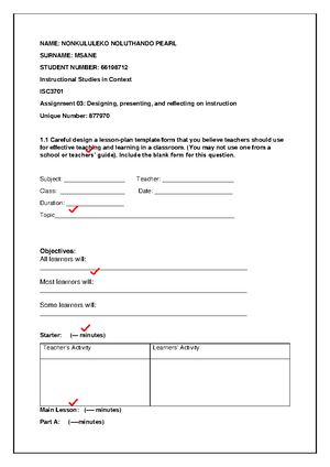Assignment 01 Feedback ISC - MULTIPLE CHOICE QUESTIONS (QUIZ 1) Choose ...