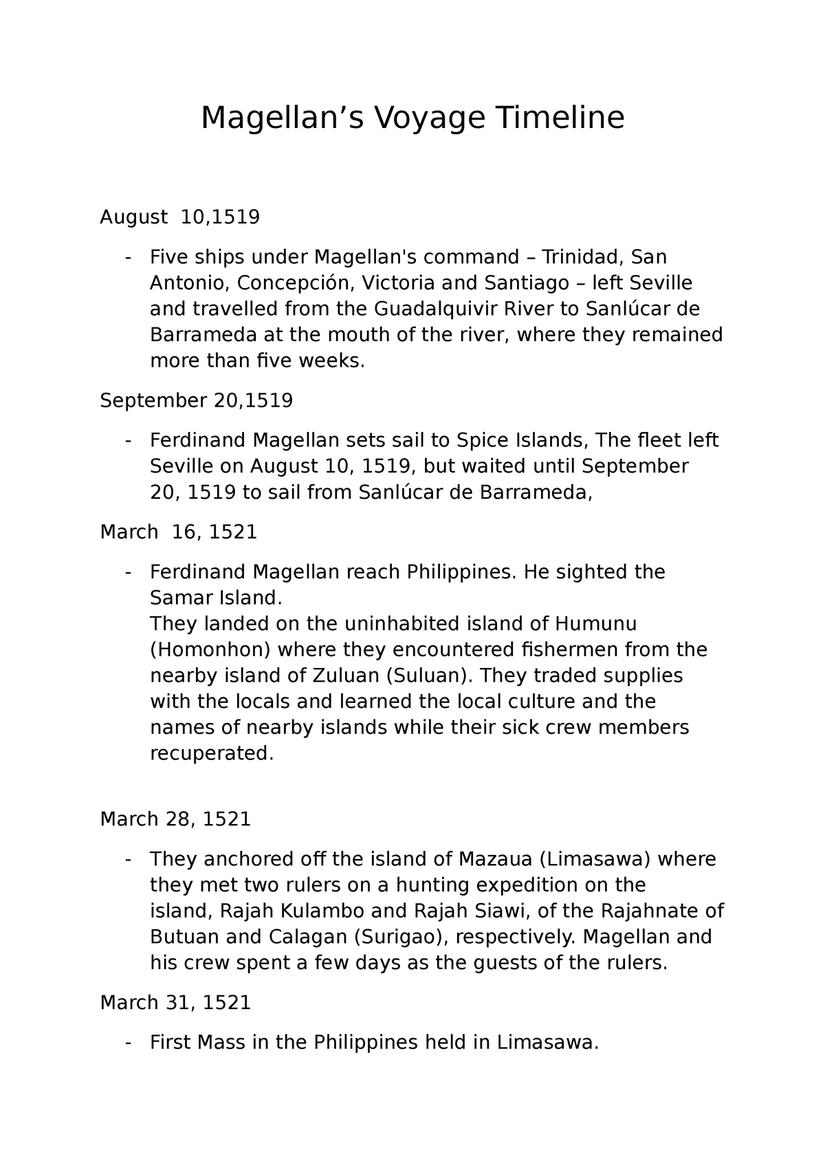 magellan expedition and arrival here in philippines Magellan’s Voyage