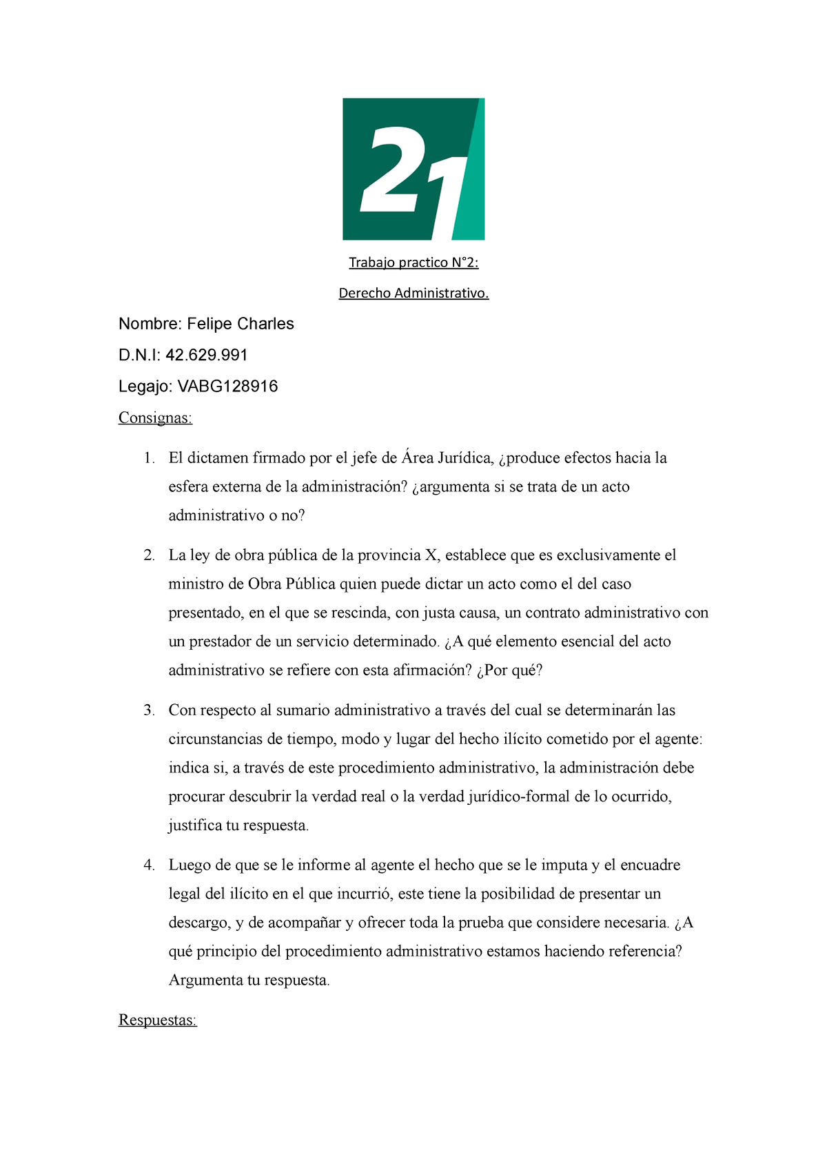 Trabajo Practico N2 Derecho Administrativo - Trabajo Practico N°2 ...