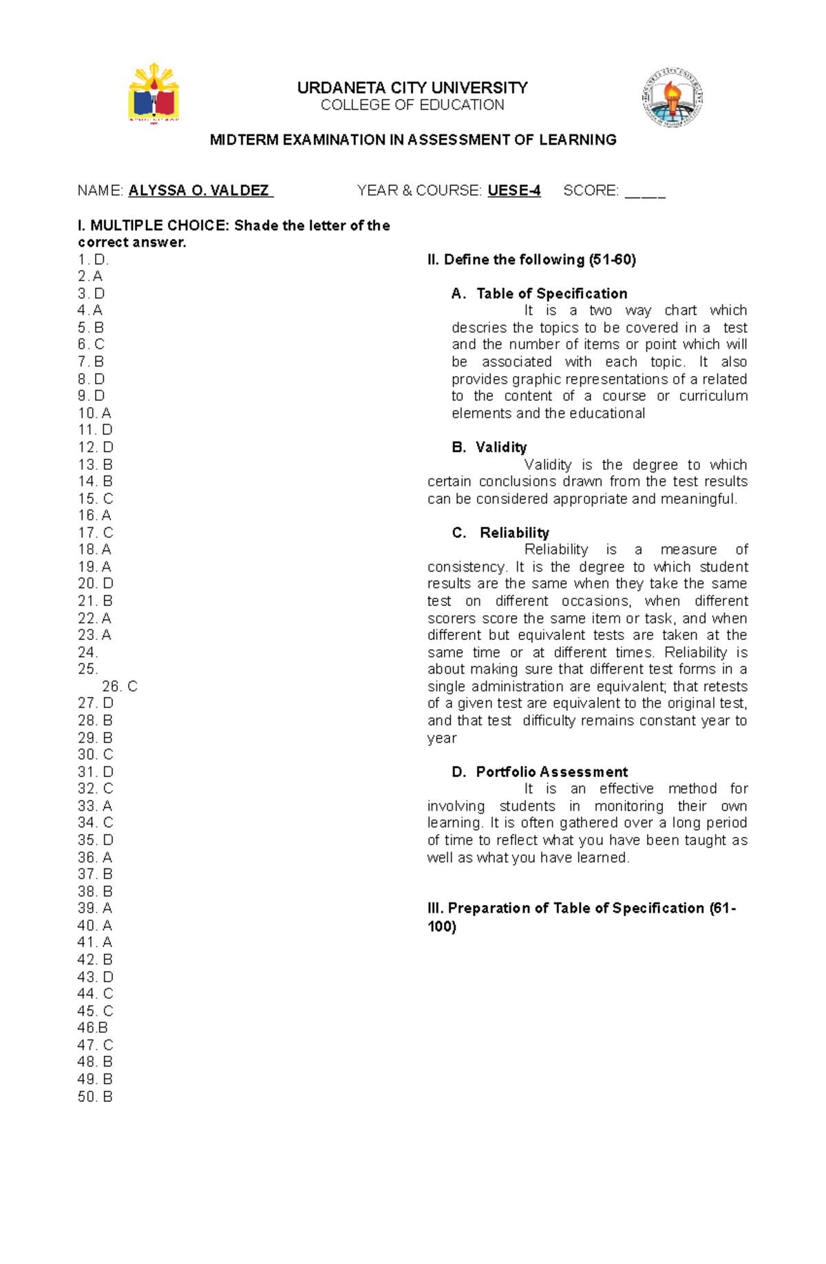 AssessmentofLearning1MidtermExamination Valdez Alyssa