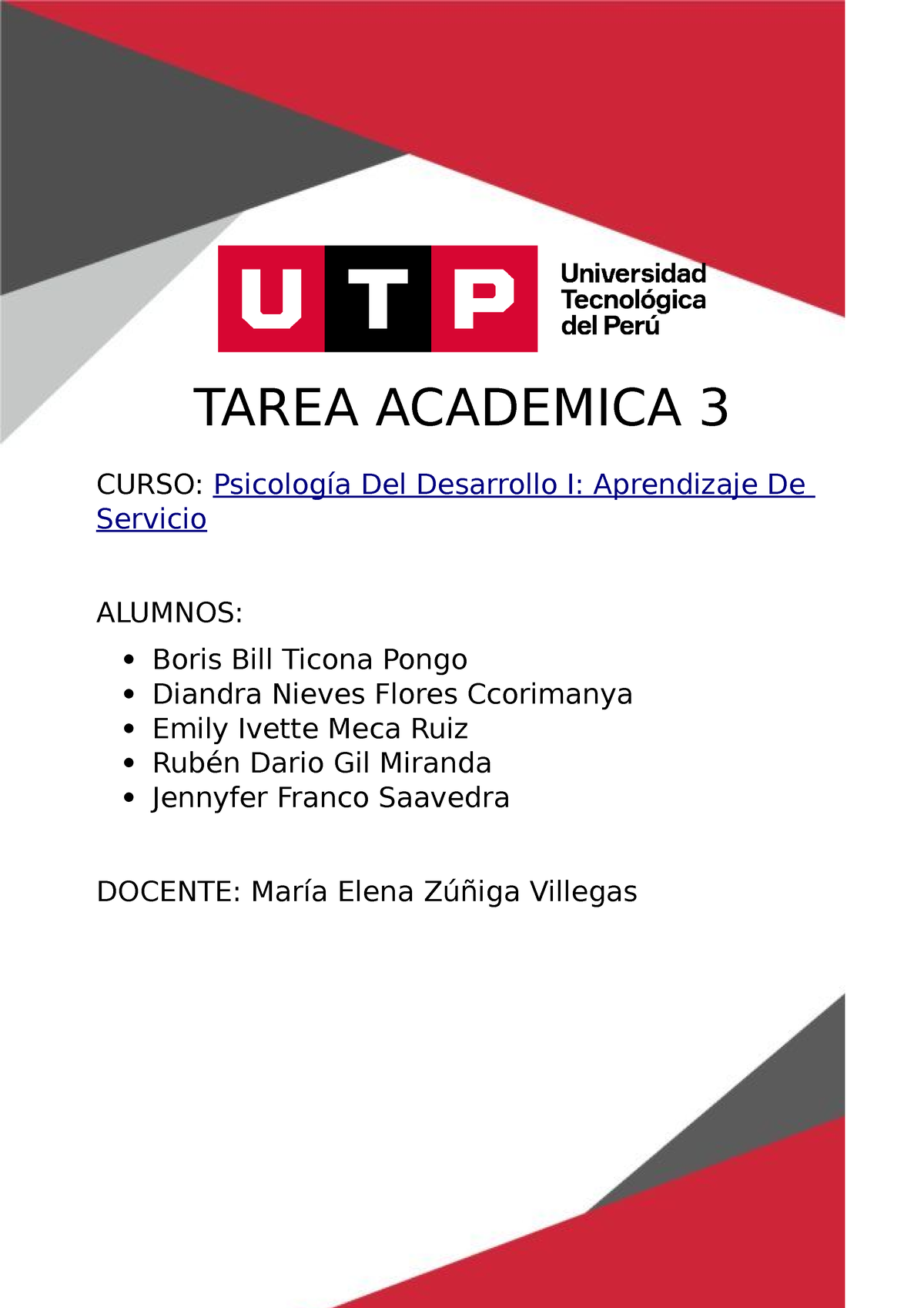 Psicologia DEL Desarrollo Tarea Academica 3 - TAREA ACADEMICA 3 CURSO ...