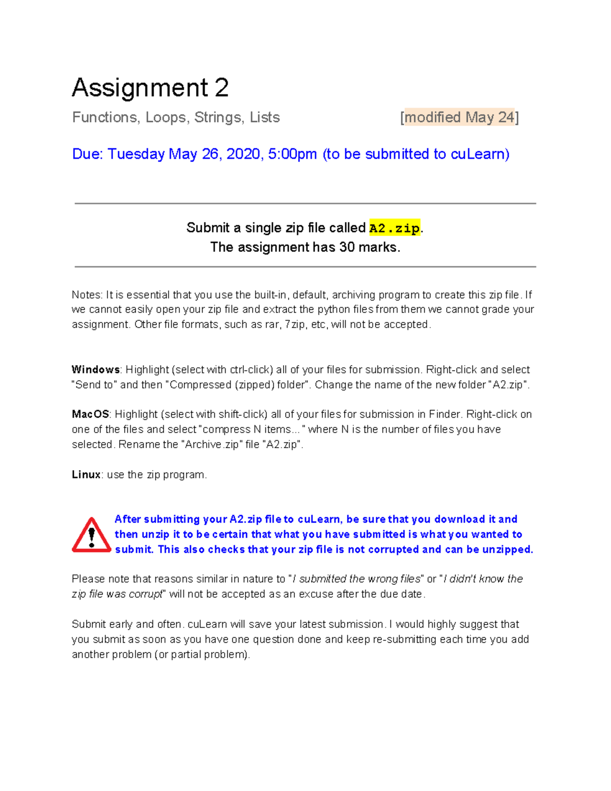 Assignment 2Outline - Assignment 2 Functions, Loops, Strings, Lists ...