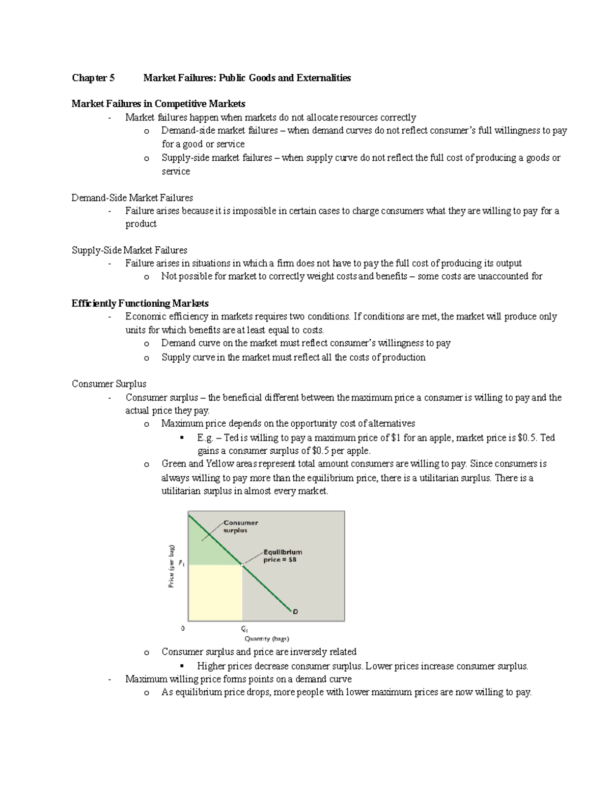 Chapter 5 Lecture Notes - Chapter 5 Market Failures: Public Goods and ...