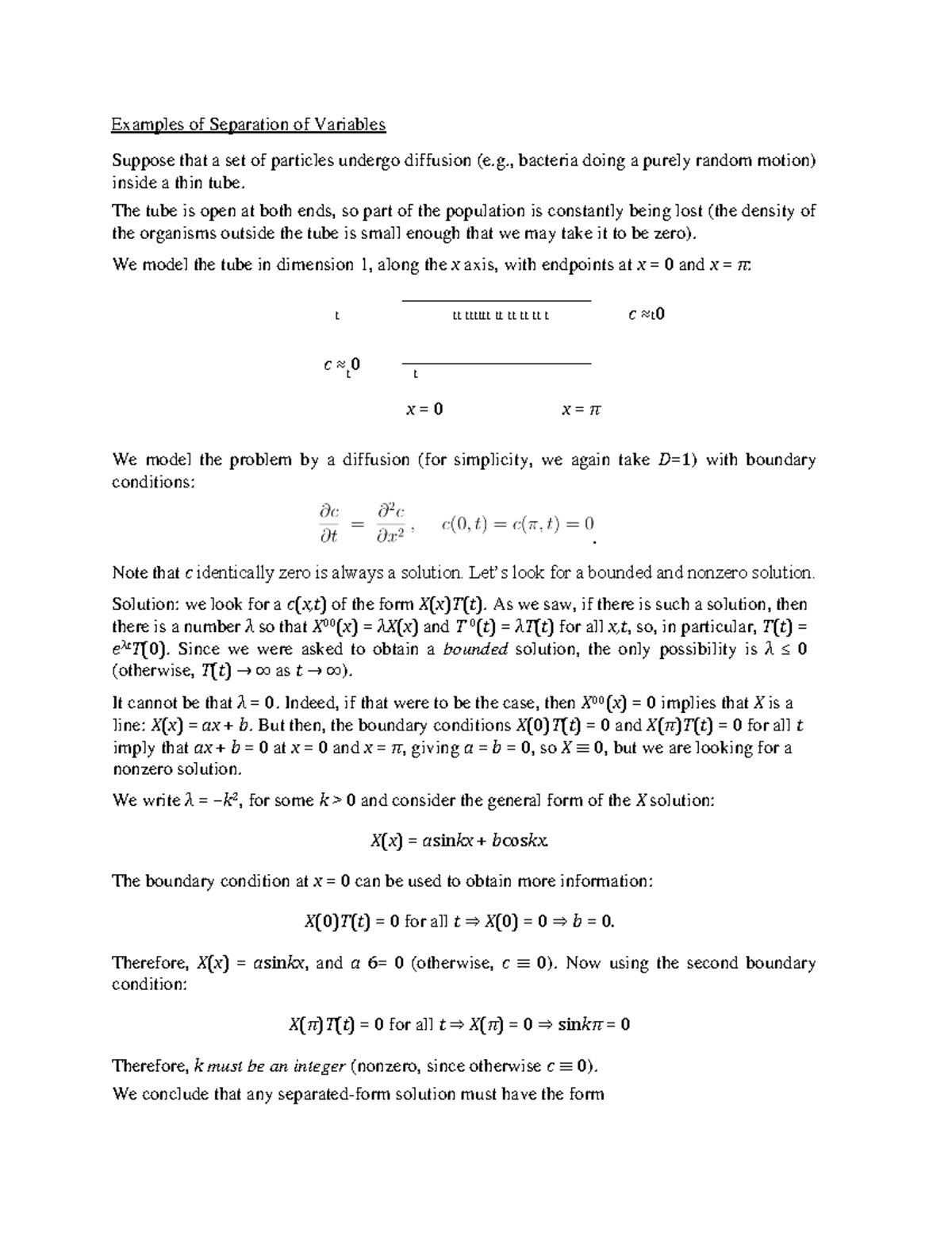 Examples of Separation of Variables - Examples of Separation of ...