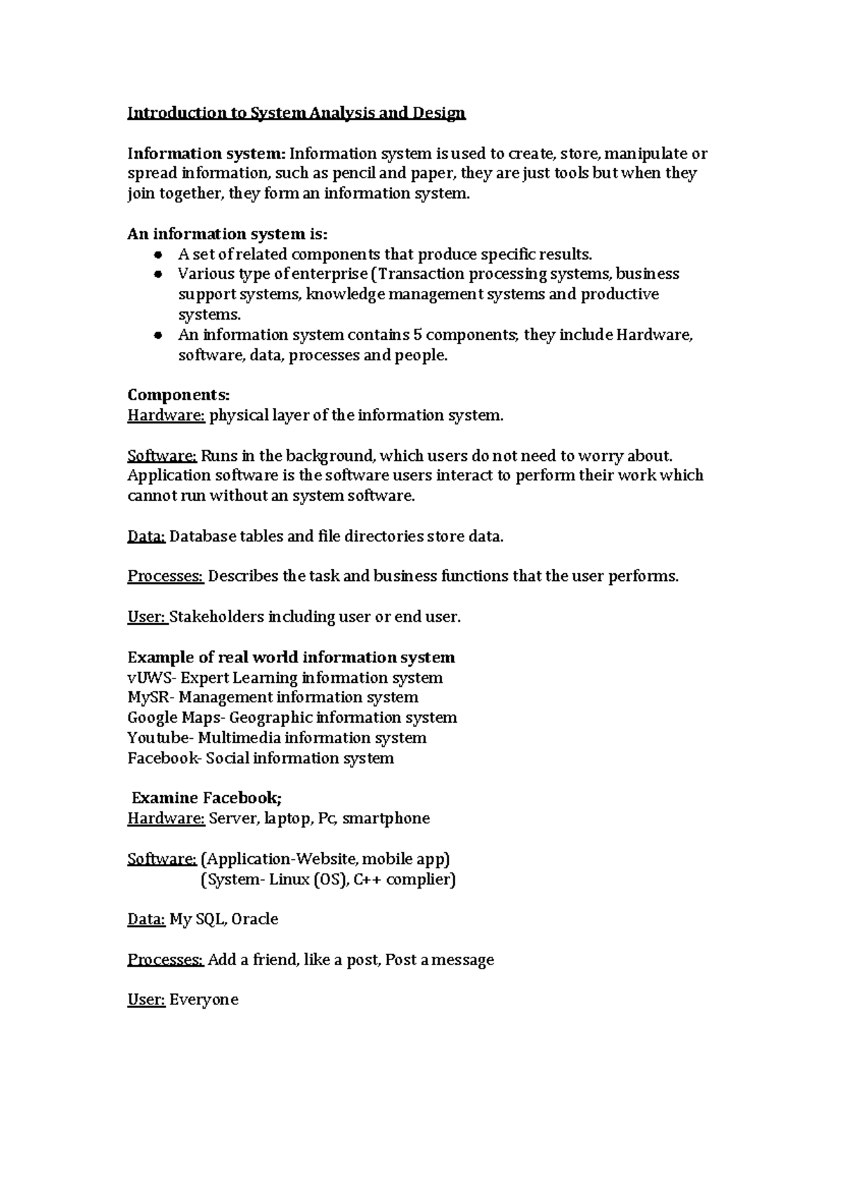 Systems study notes - incomplete lect 1 - Introduction to System ...