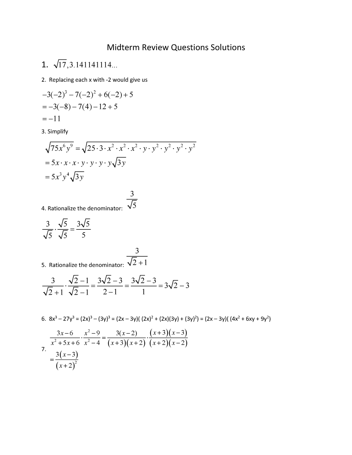 Midterm Autumn 19 Questions And Answers Math 1111 Ung Studocu