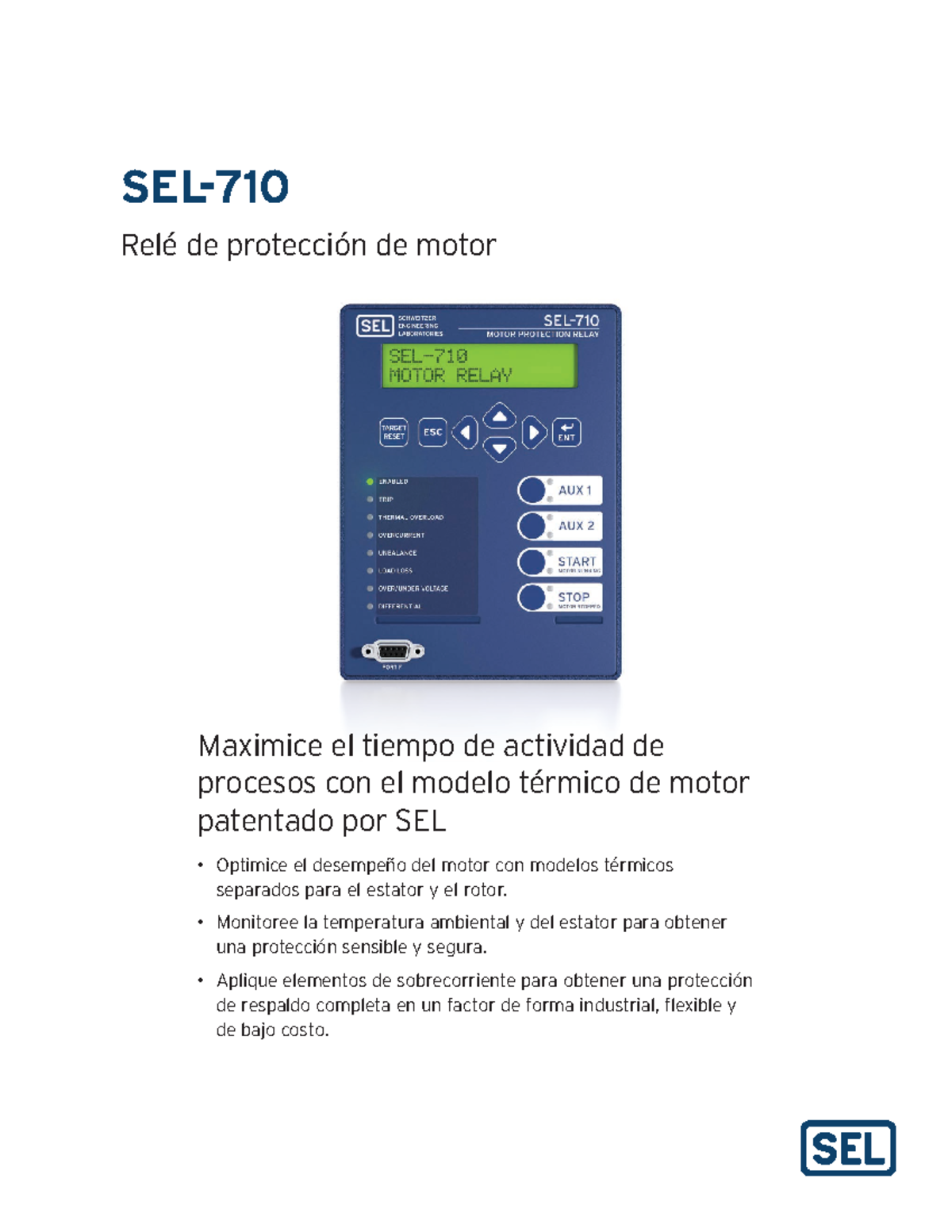 SEL 710 Folleto - CFE - SEL- Relé de protección de motor Maximice el ...