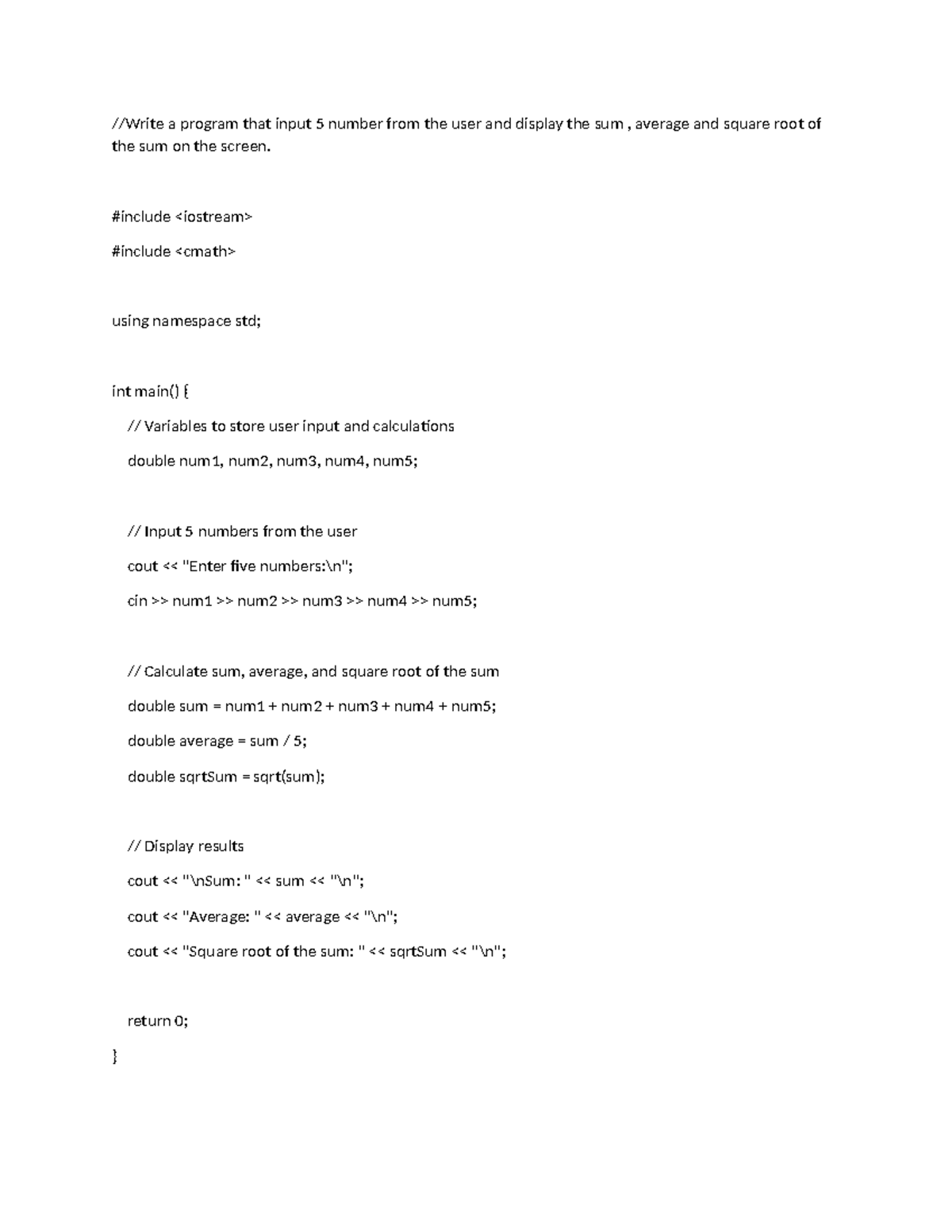 Assignment - //Write a program that input 5 number from the user and ...