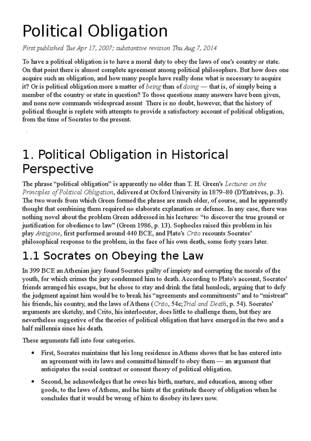 political obligation essay