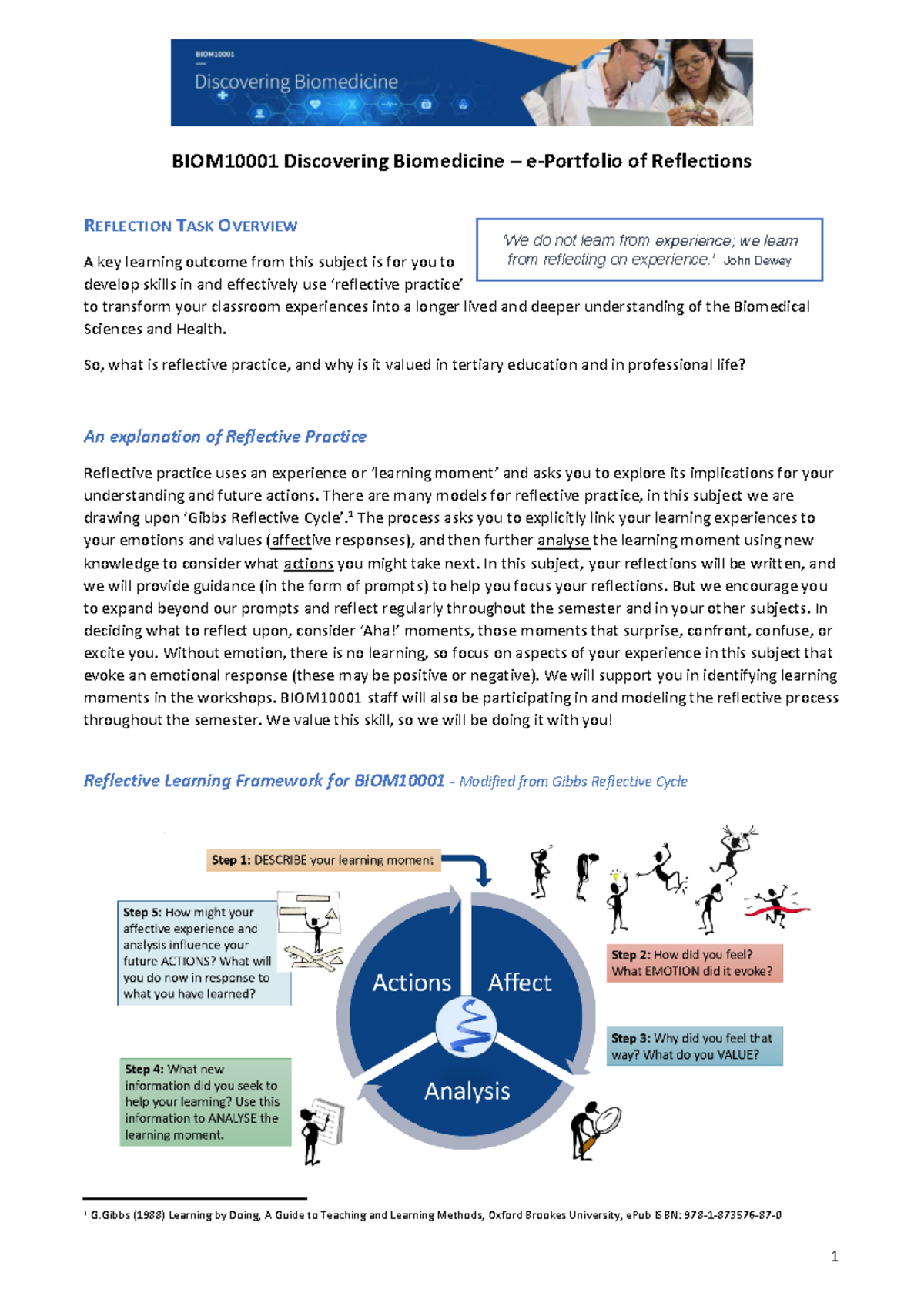 Reflection Briefing - BIOM10001 Discovering Biomedicine – e-Portfolio ...