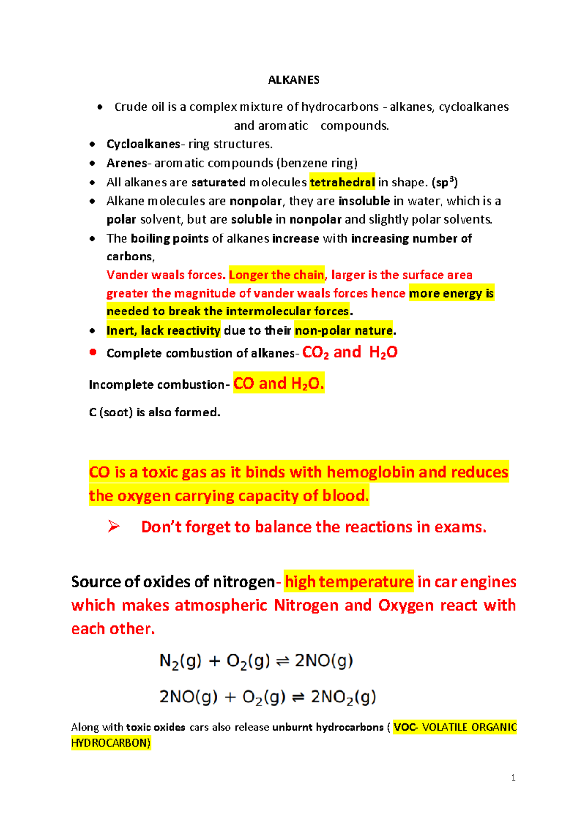 Alkanes - practice questions - 1 ALKANES • Crude oil is a complex ...