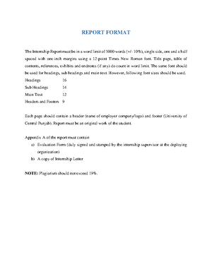 File 6.1 BBA and BSAF Internship Report Outline - Outline of Field ...