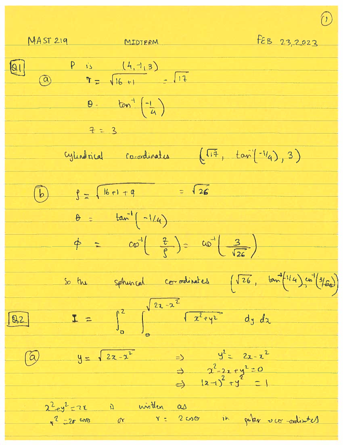 Midterm Mast 219 - , MAST 219 MIDTERM FEB 23,2023 Q1 P is a 16 1, 17 Q ...