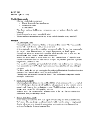 Ragan Econ 208 lecture notes - Microeconomics Midterm 1 Notes Chapter 1 ...