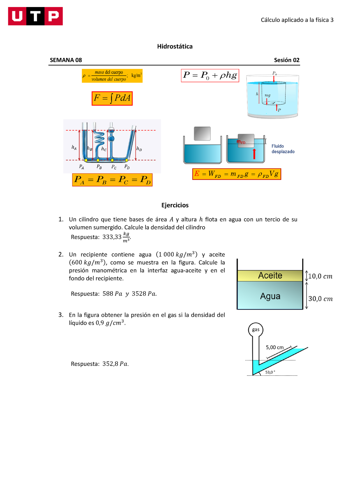 S08.s2 - Resolver Ejercicios - Hidrostática - Cálculo Aplicado A La ...