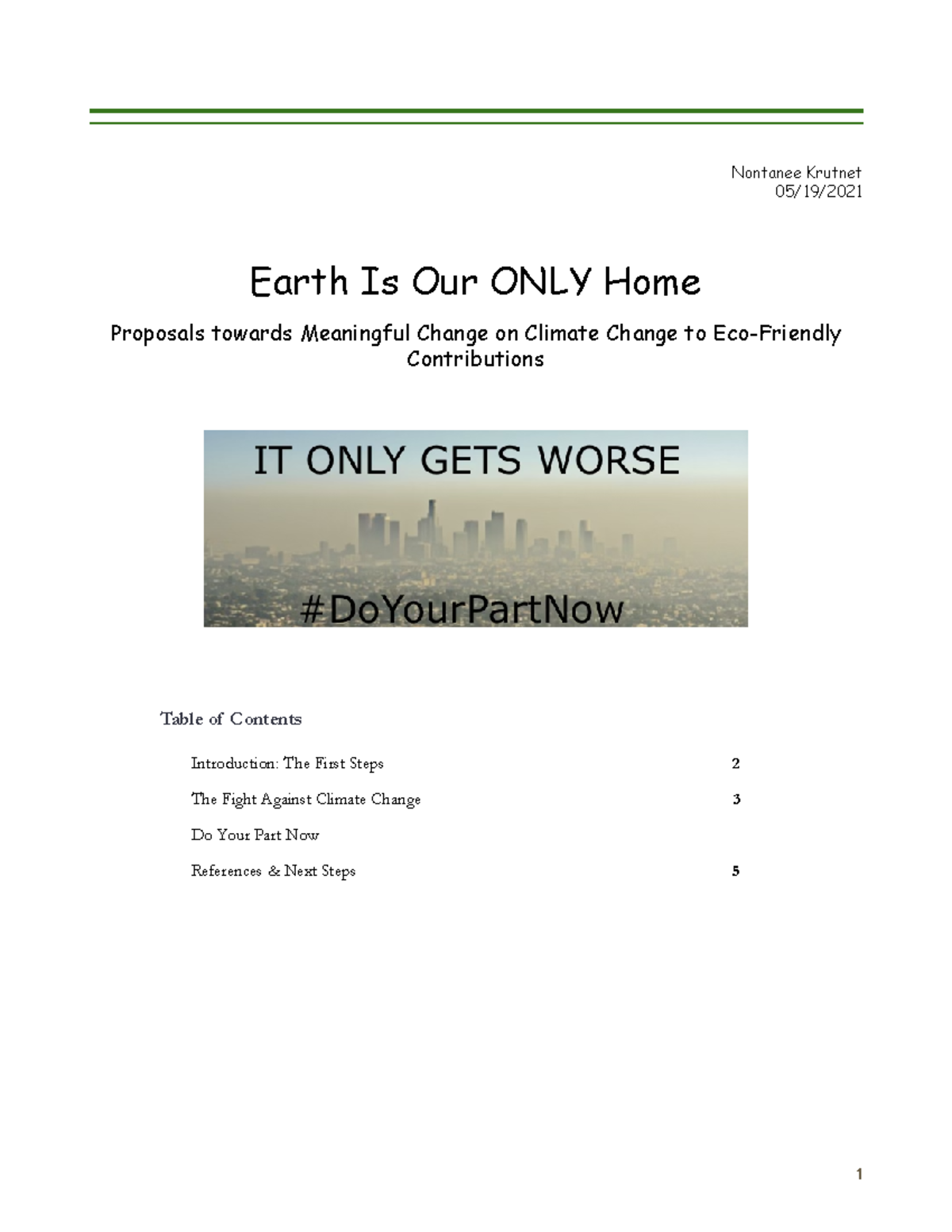 earth is our home essay