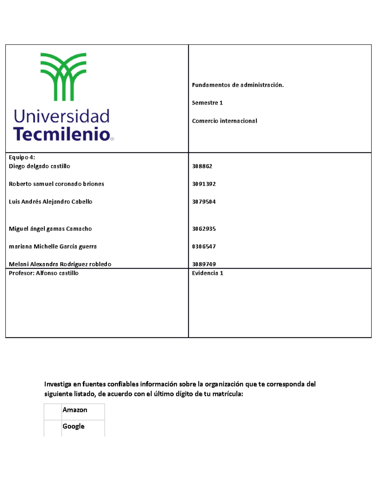Evidencia 3 administracion - Fundamentos de administración. Semestre 1 ...