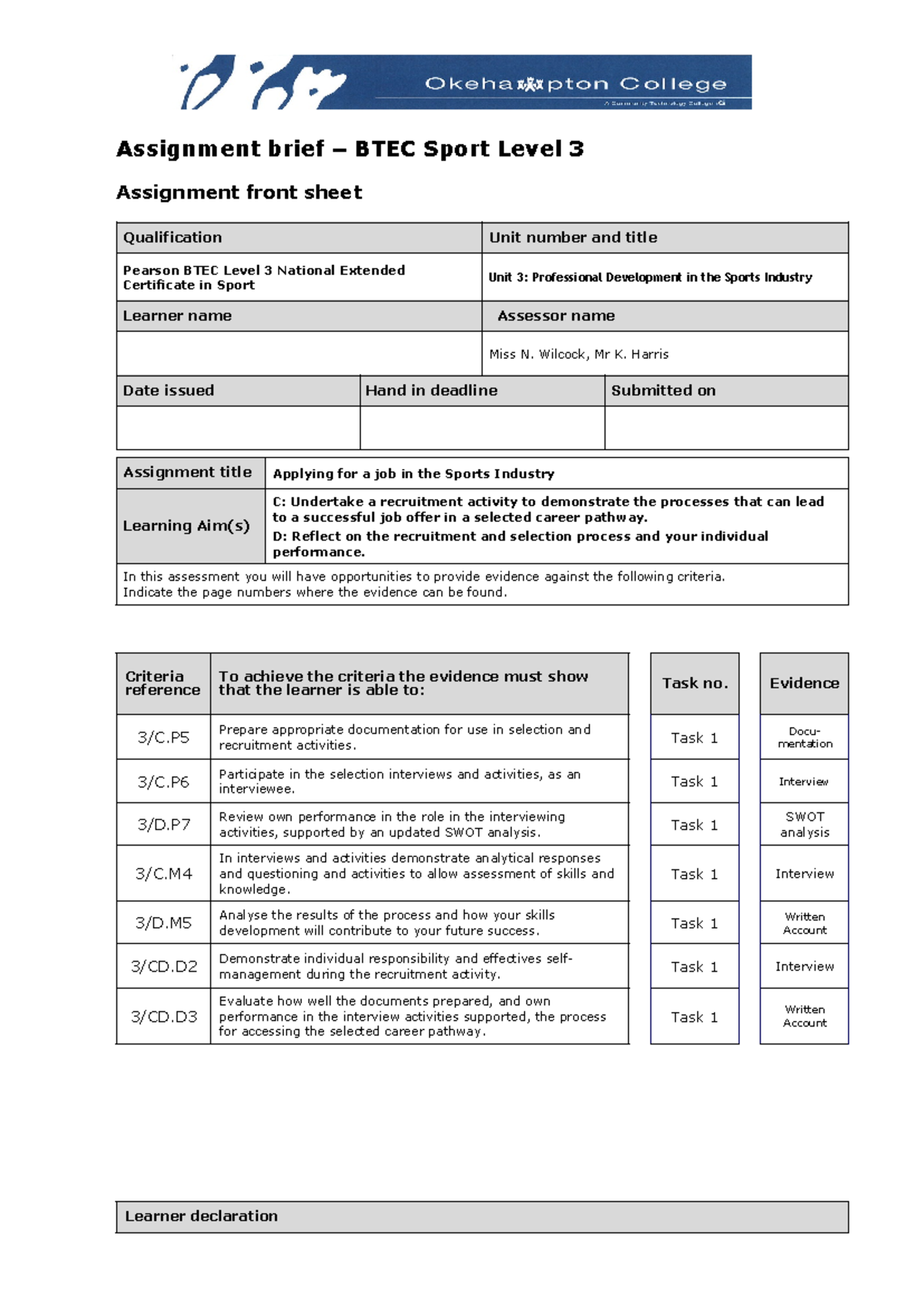 btec sport unit 3 assignment 2