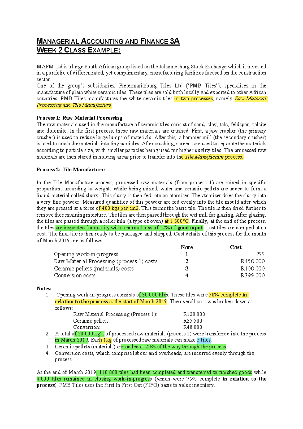 ACCT331 Week 2 Class example - MANAGERIAL ACCOUNTING AND FINANCE 3A ...