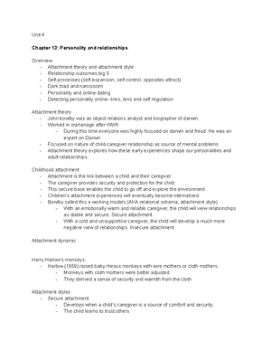Unit 3 - Unit 3 Notes - CH. 9 Personality Across the Lifespan ...