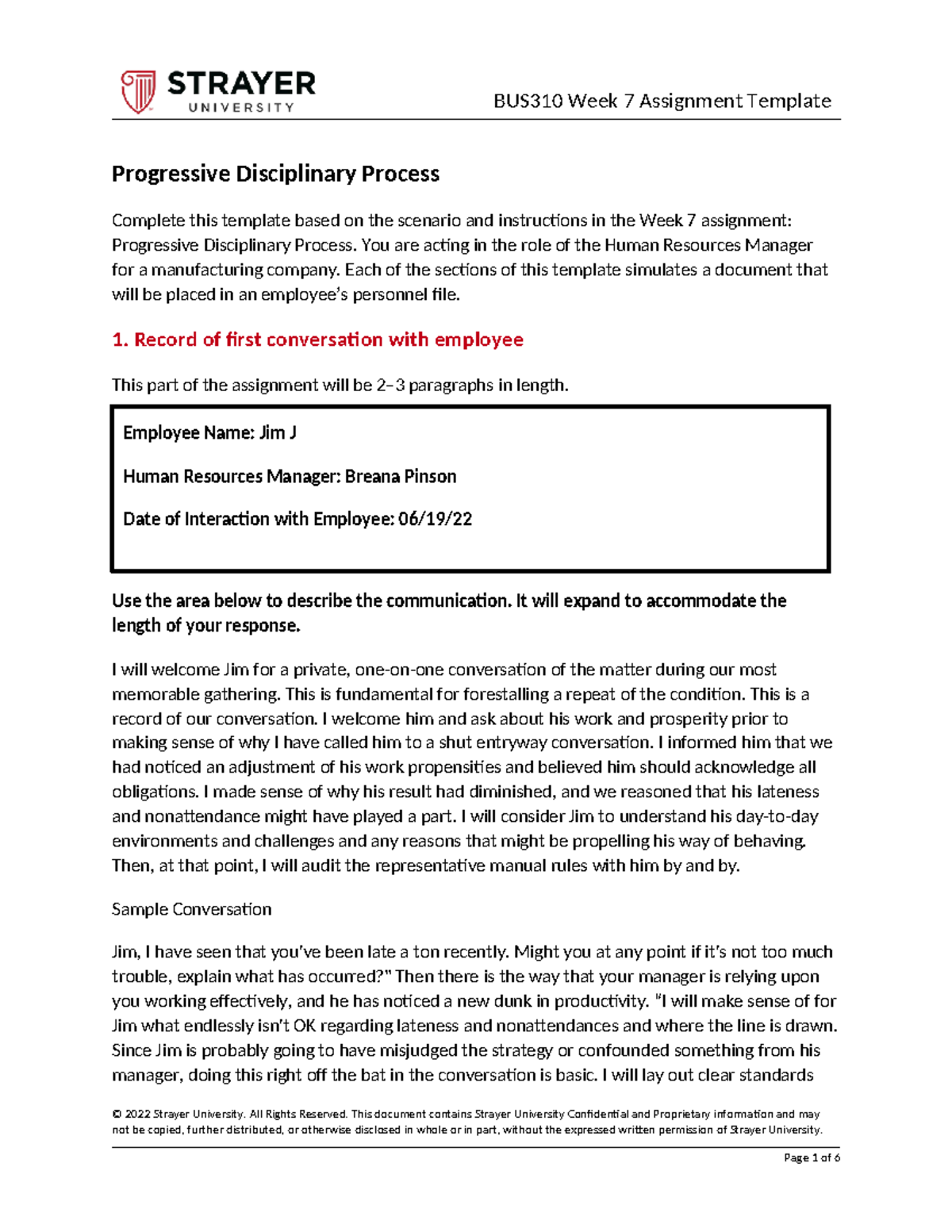 week 7 assignment progressive disciplinary process