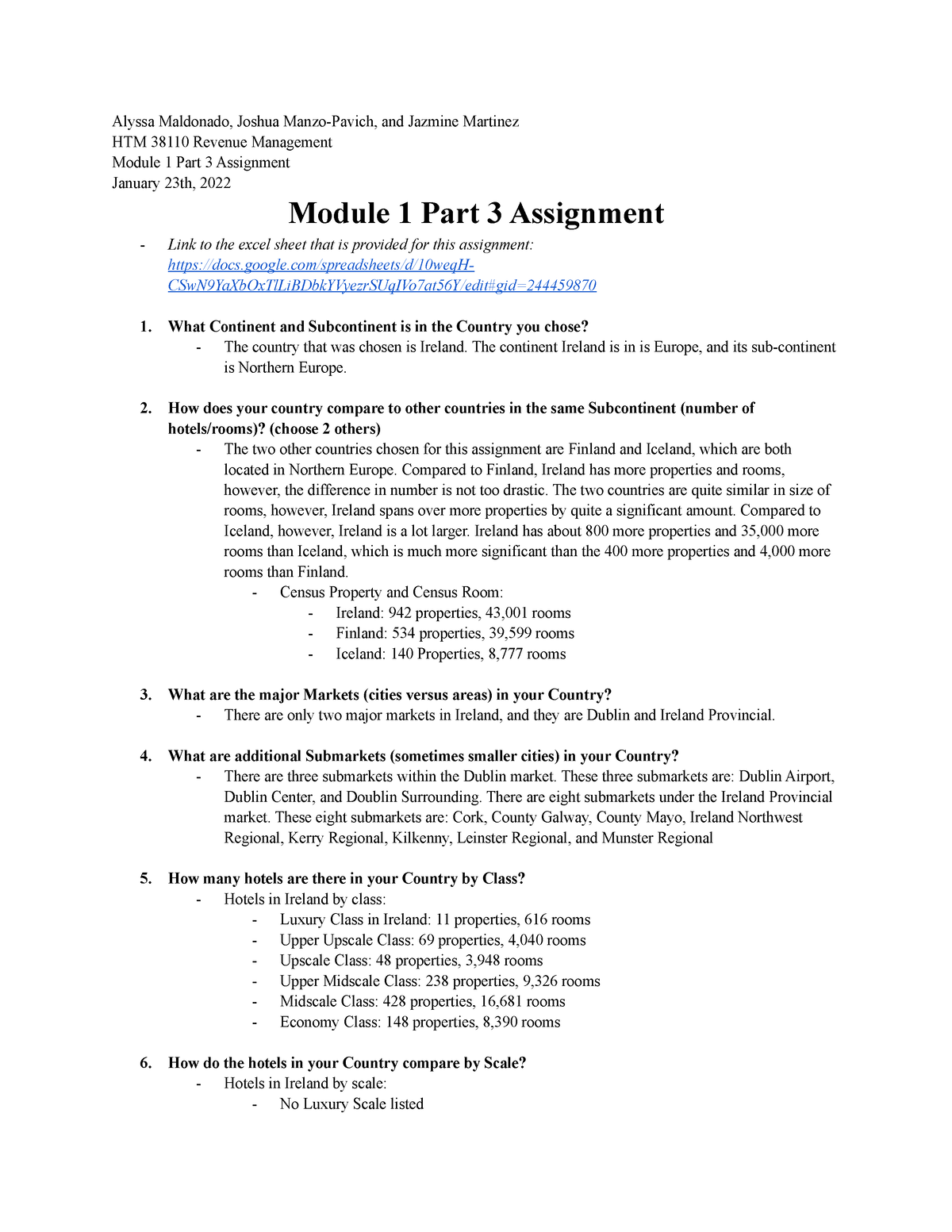 Revenue Management in the Lodging Industry Module 1 Part 3 Assignment ...