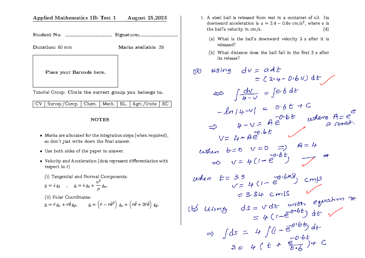 Test1 23memo c412622 e00d852911151107703 e24937 - Applied Mathematics ...