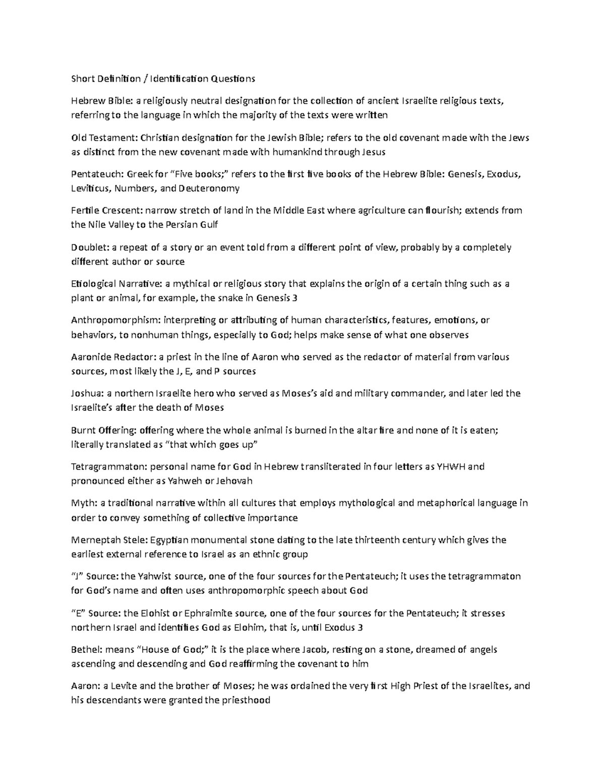 Biblical Interpretation Study Guide Short Definition