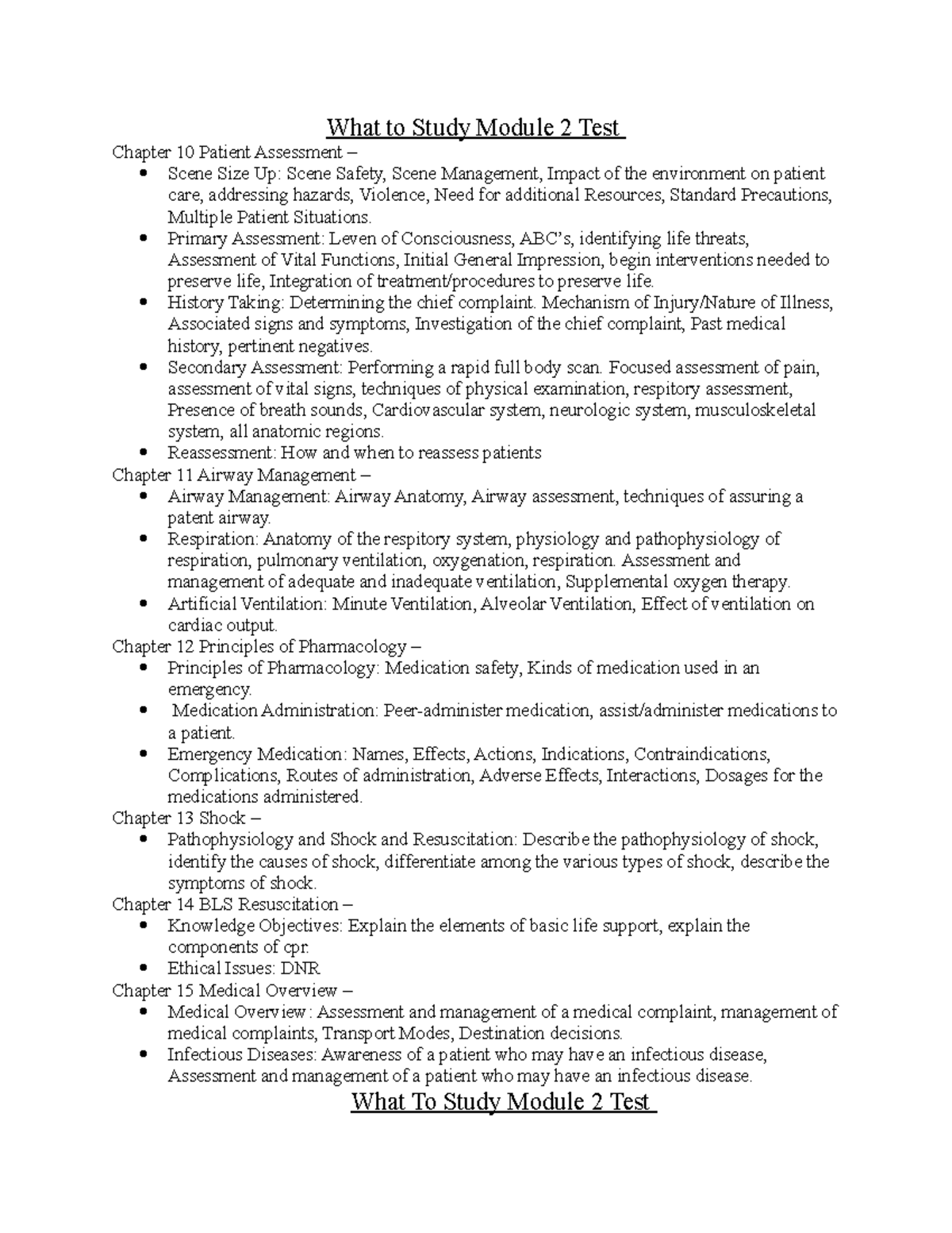 What to Study Module 2 Test What to Study Module 2 Test Chapter 10