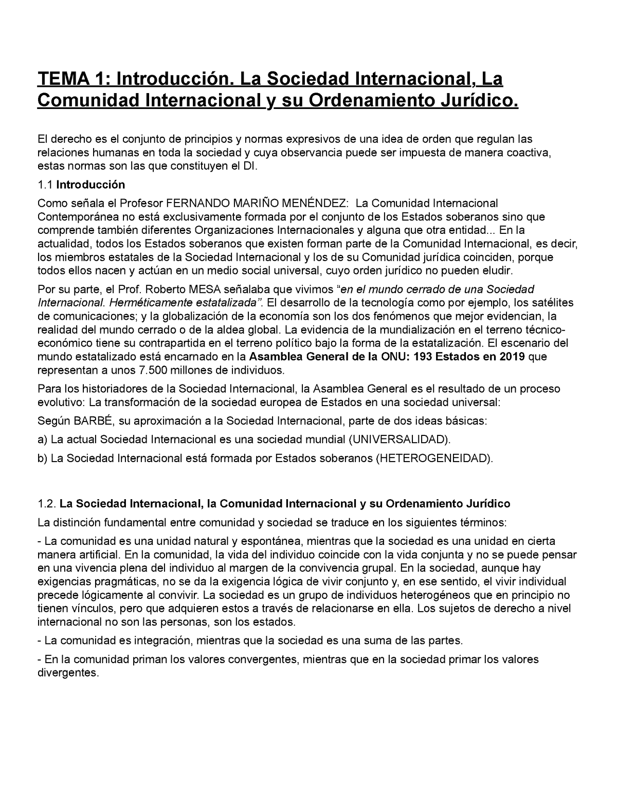 Apuntes Derecho Internacional Publico 2021 - TEMA 1: Introducción. La ...