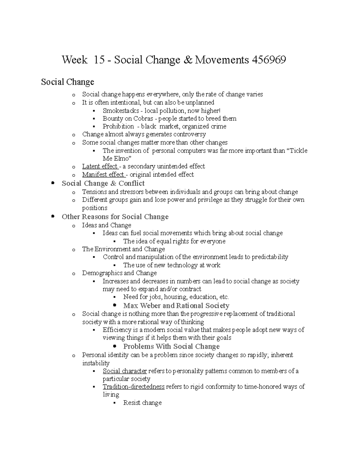 Social Change And Movement 14 - Week 15 - Social Change & Movements ...