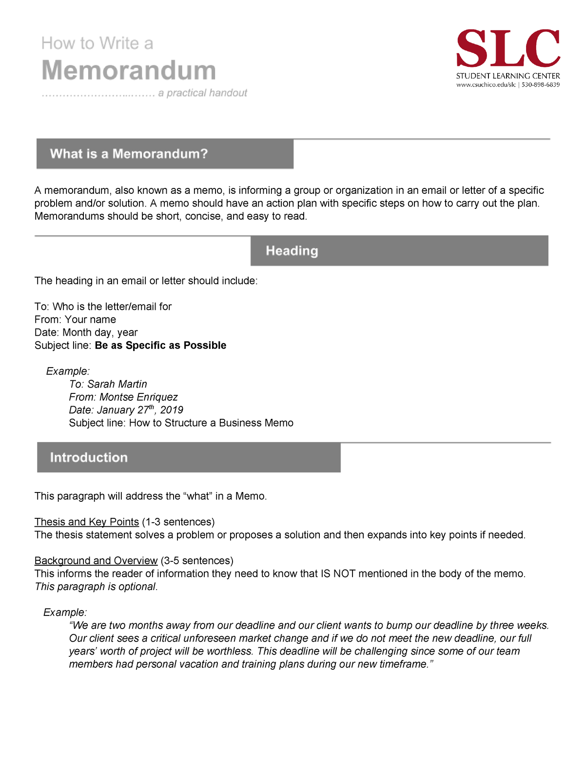 how to write a memorandum essay