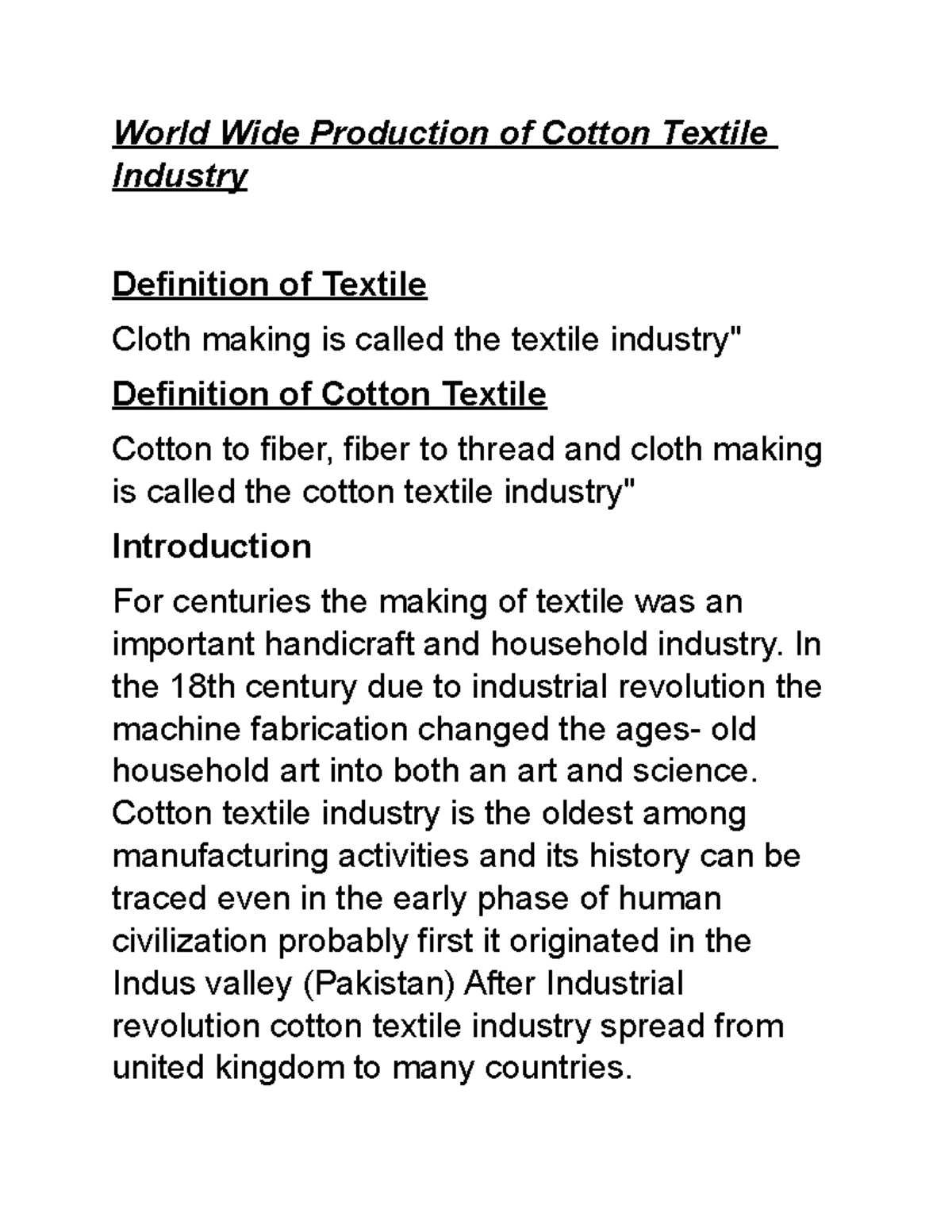 commercial-geography-world-wide-production-of-cotton-textile-industry